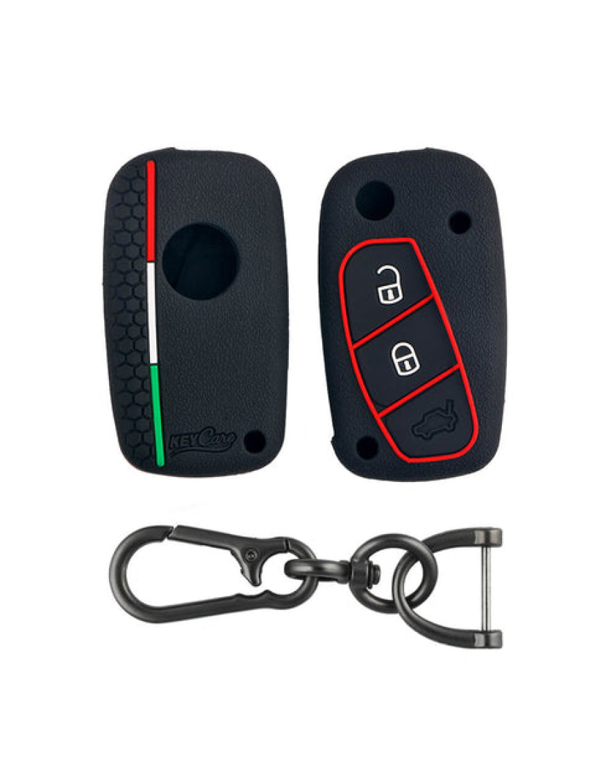 Keycare Silicone Key Cover KC38 fit for Compatible for Linea, Punto, Avventura flip Key | Black